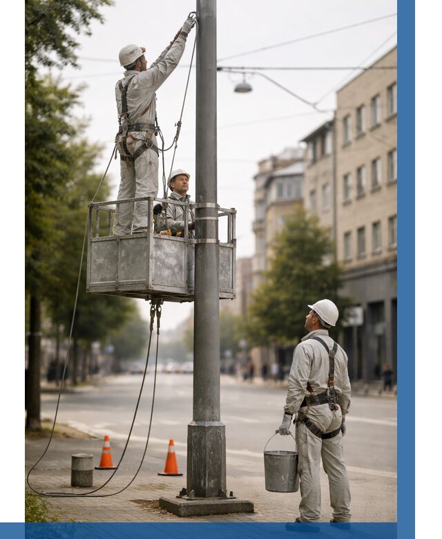 Покраска опор освещения в Назарове от 5139 р. | ВЫСОТНИК-Нрв
