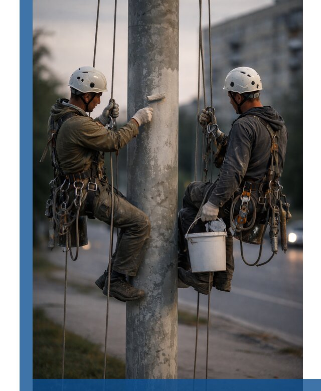 Покраска опор освещения и антикоррозийная защита в Назарове