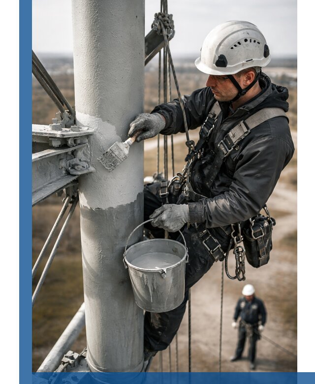 Покраска мачт связи в Назарове промышленными альпинистами