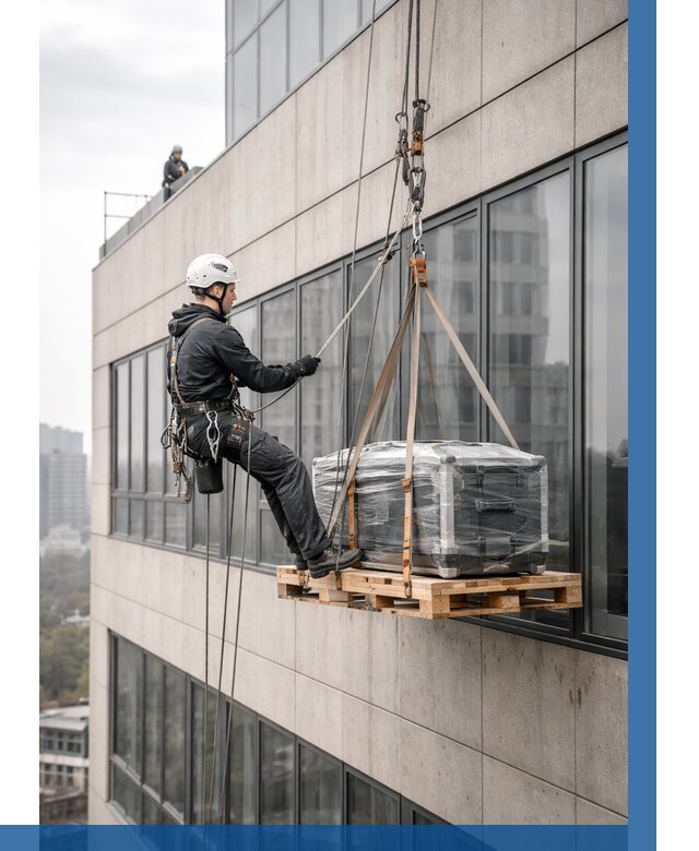 Спуск груза по фасаду в Назарове от 3597 р. | ВЫСОТНИК-Нрв