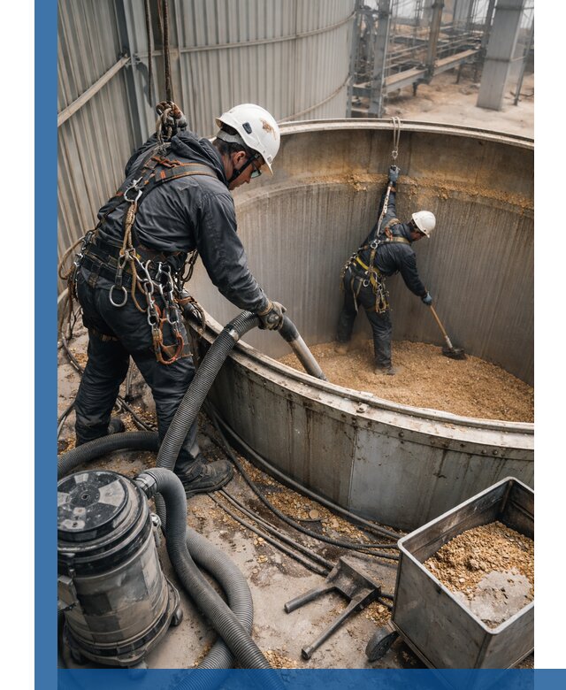 Профессиональная чистка зерновых бункеров в Назарове с выездом