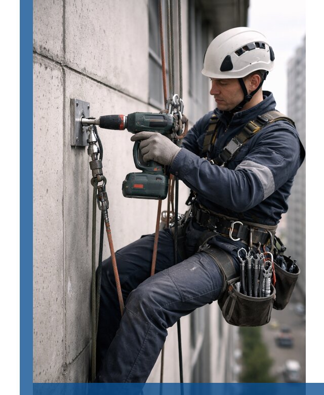 Установка анкерных точек для высотных работ в Назарове